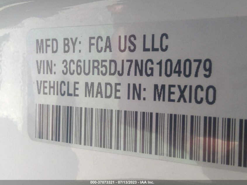 2022 RAM 2500 BIG HORN - 3C6UR5DJ7NG104079