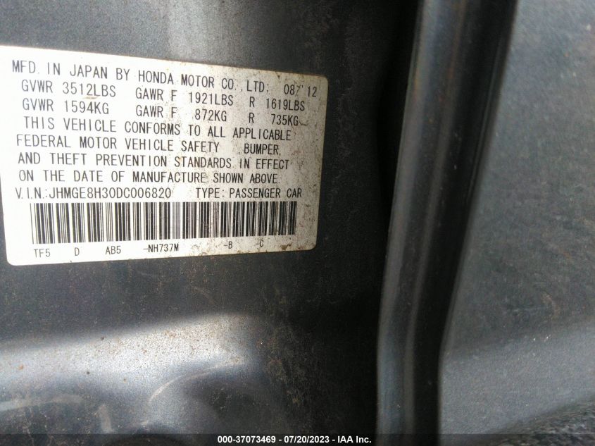 2013 HONDA FIT - JHMGE8H30DC006820