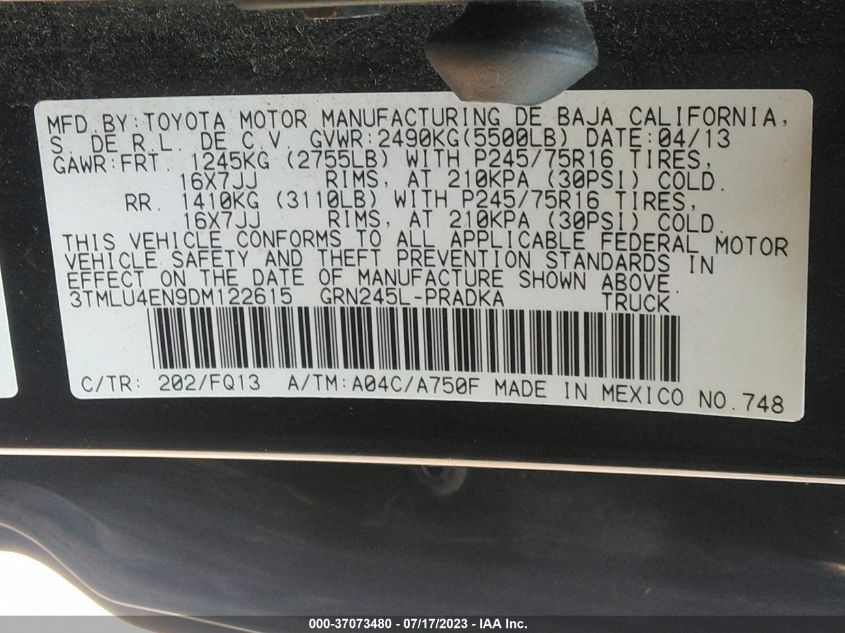 2013 TOYOTA TACOMA - 3TMLU4EN9DM122615