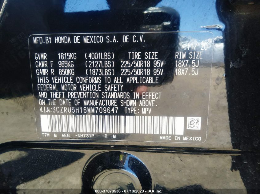 2021 HONDA HR-V SPORT - 3CZRU5H16MM709647