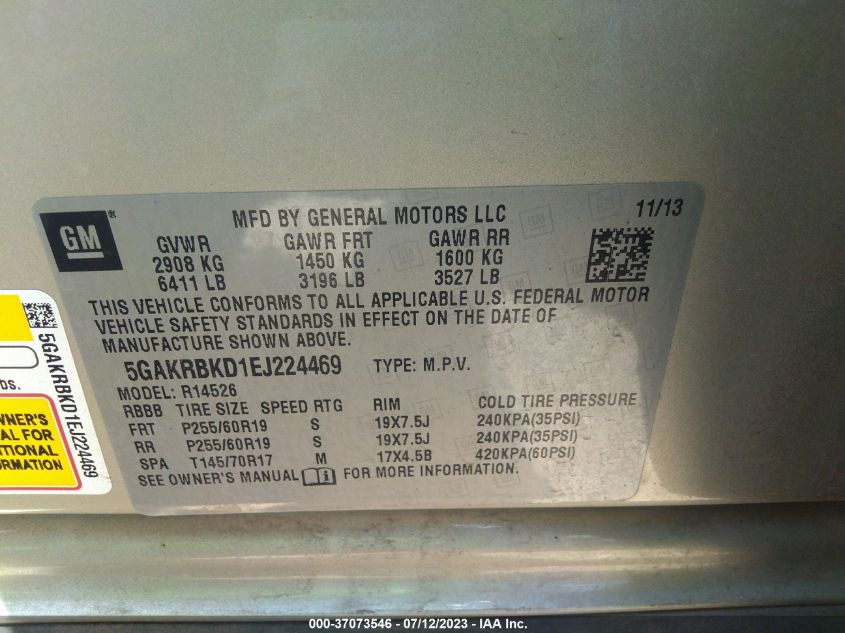 2014 BUICK ENCLAVE LEATHER - 5GAKRBKD1EJ224469