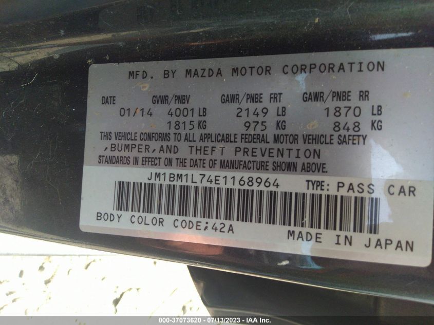 2014 MAZDA MAZDA3 I TOURING - JM1BM1L74E1168964