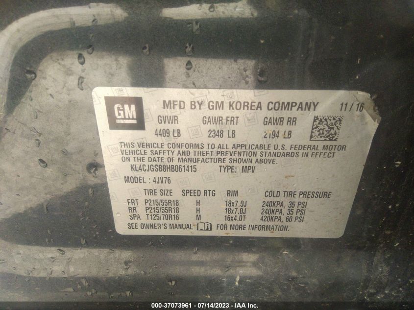 2017 BUICK ENCORE ESSENCE - KL4CJGSB8HB061415