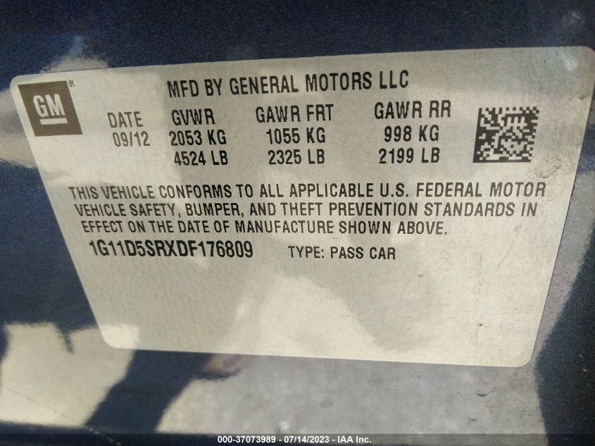 2013 CHEVROLET MALIBU ECO - 1G11D5SRXDF176809