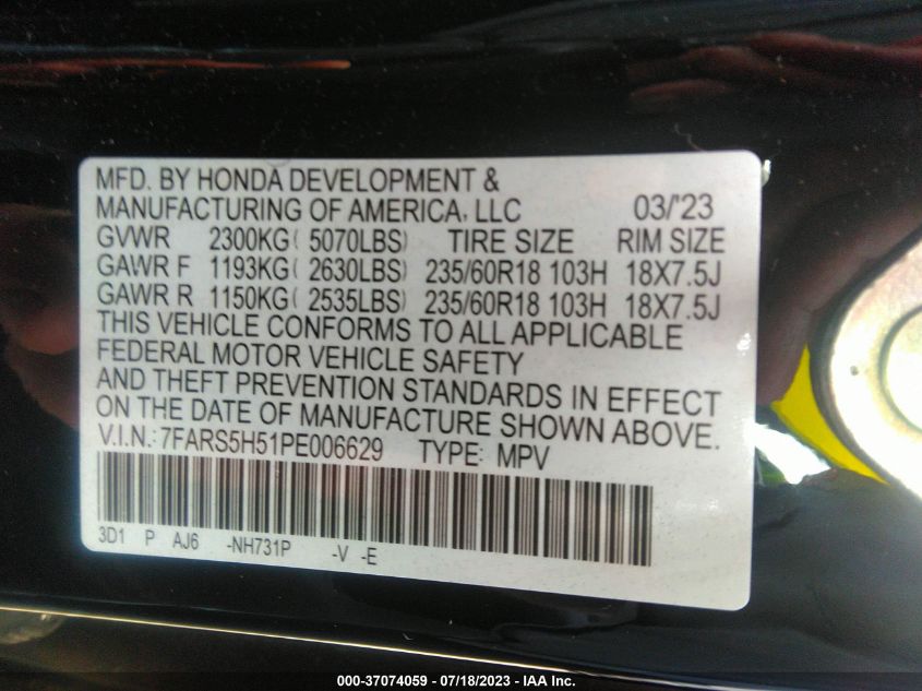 2023 HONDA CR-V HYBRID SPORT - 7FARS5H51PE006629