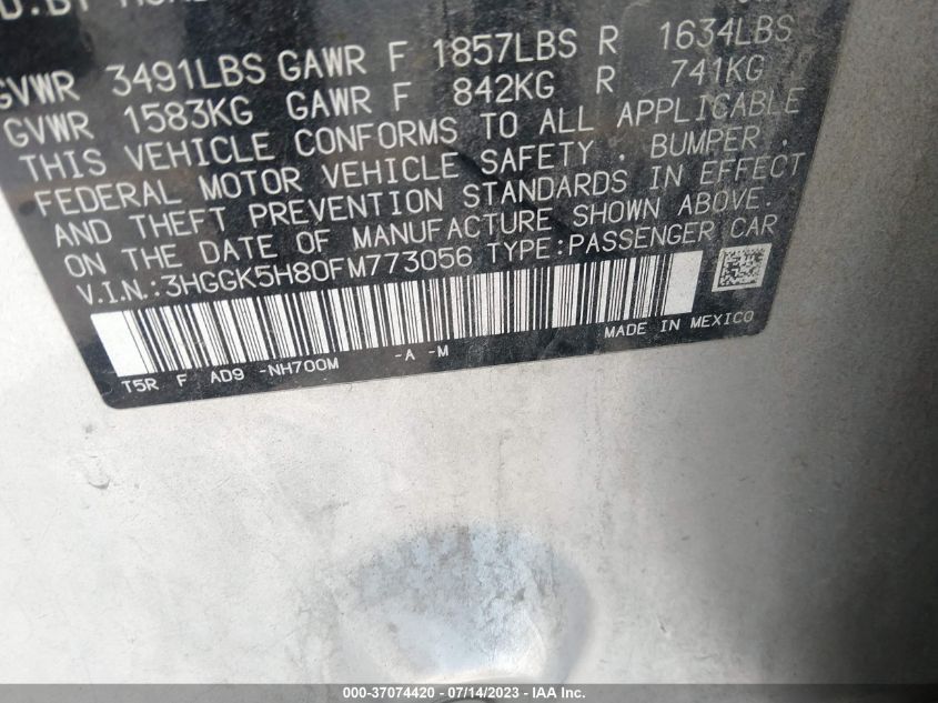 2015 HONDA FIT EX-L/EX - 3HGGK5H80FM773056
