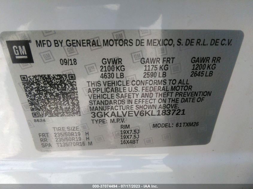 2019 GMC TERRAIN SLT - 3GKALVEV6KL183721