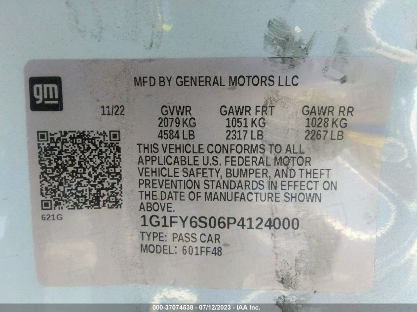 2023 CHEVROLET BOLT EUV LT 1G1FY6S06P4124000