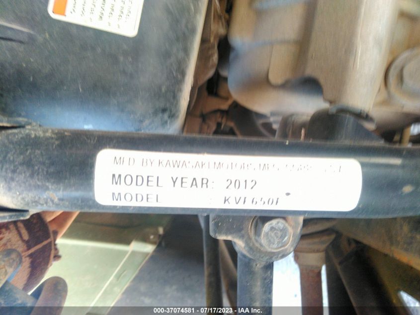 2012 KAWASAKI KVF650 F JKAVFEF12CB519538