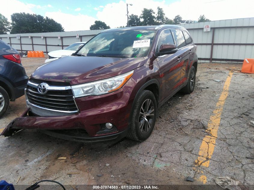 2016 TOYOTA HIGHLANDER XLE - 5TDKKRFH6GS145667