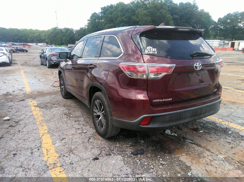 2016 TOYOTA HIGHLANDER XLE - 5TDKKRFH6GS145667