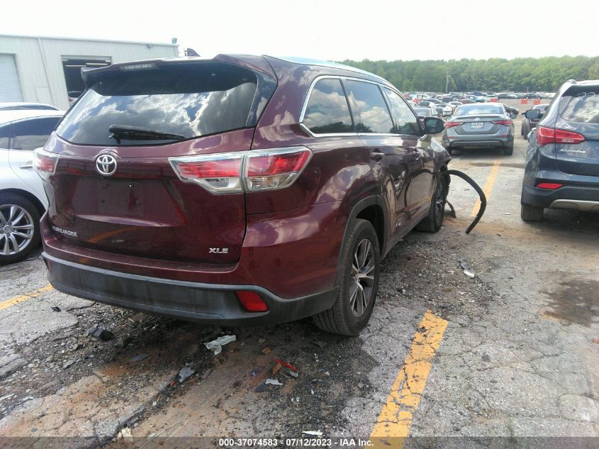 2016 TOYOTA HIGHLANDER XLE - 5TDKKRFH6GS145667