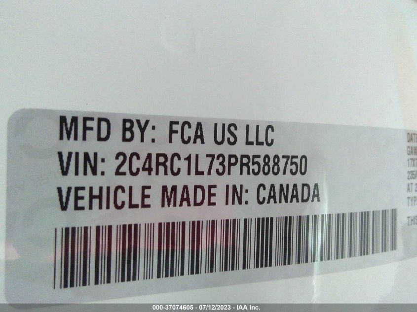 2023 CHRYSLER PACIFICA - 2C4RC1L73PR588750