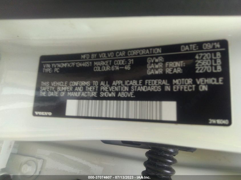 2015 VOLVO S60 T5 DRIVE-E PREMIER - YV140MFK7F1344651