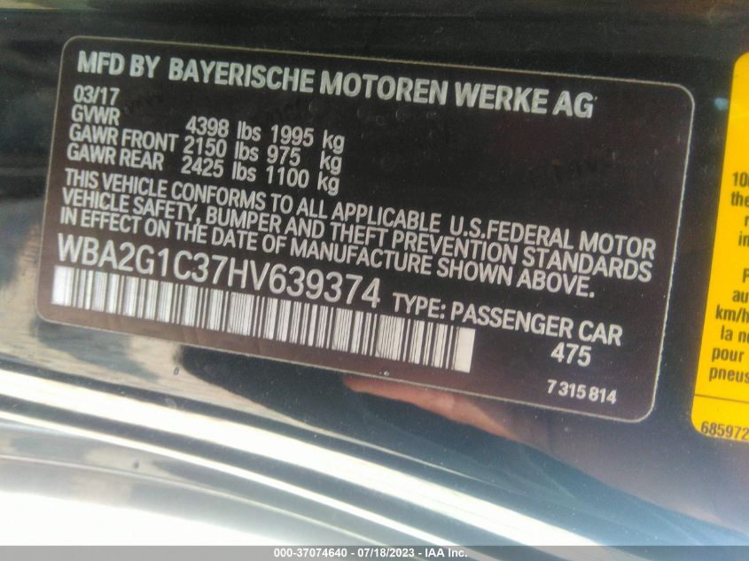 2017 BMW 2 SERIES M240I - WBA2G1C37HV639374