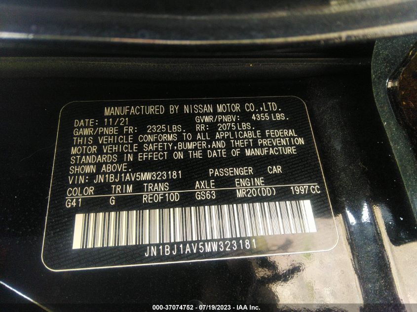 2021 NISSAN ROGUE SPORT S - JN1BJ1AV5MW323181