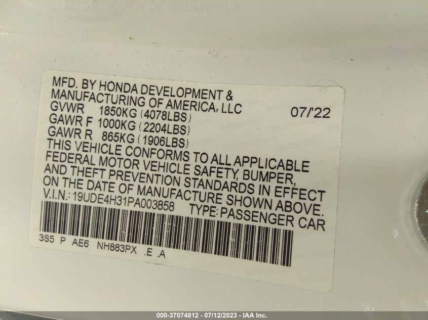 2023 ACURA INTEGRA W/A-SPEC PACKAGE - 19UDE4H31PA003858