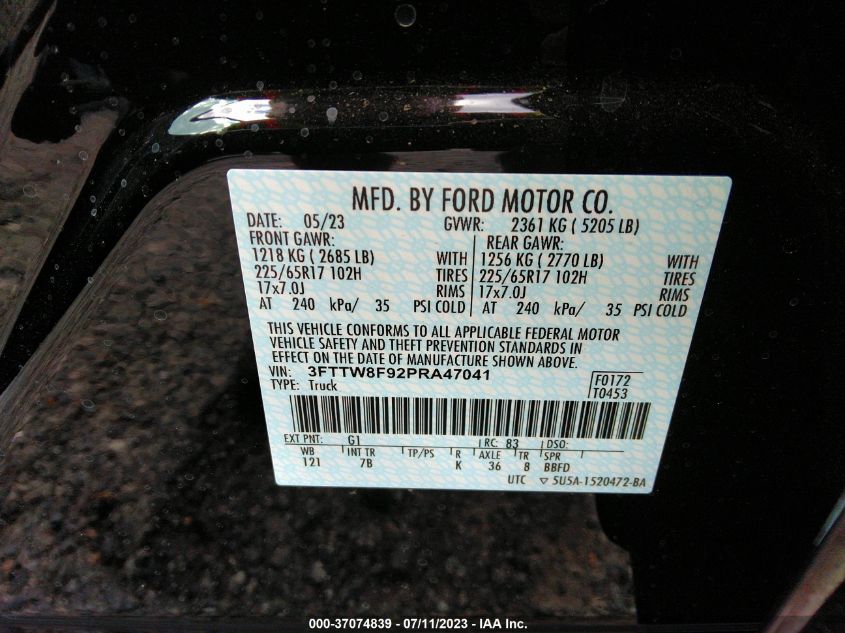 2023 FORD MAVERICK XL/XLT/LARIAT - 3FTTW8F92PRA47041