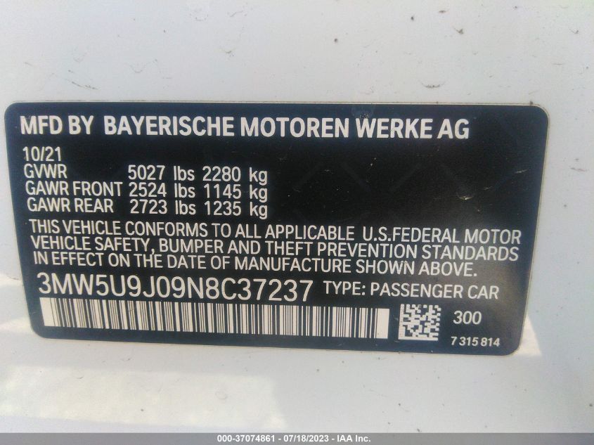 3MW5U9J09N8C37237 BMW M340xi  7