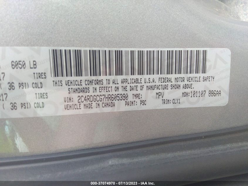 2017 DODGE GRAND CARAVAN SXT - 2C4RDGCG7HR605390