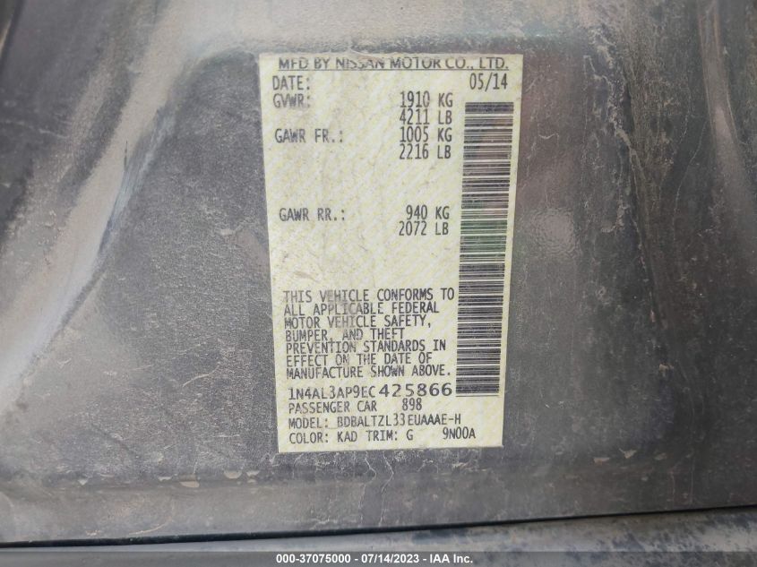 2014 NISSAN ALTIMA 2.5 SV - 1N4AL3AP9EC425866