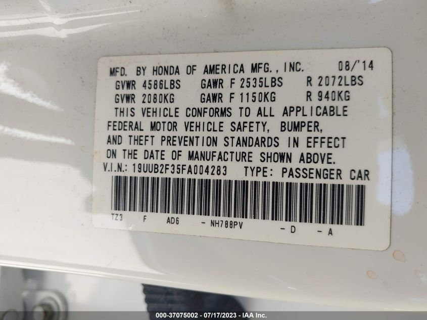 2015 ACURA TLX V6 - 19UUB2F35FA004283