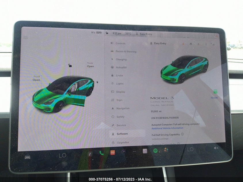 VIN 5YJ3E1EB4LF639535 2020 TESLA MODEL 3 LONG RANGE