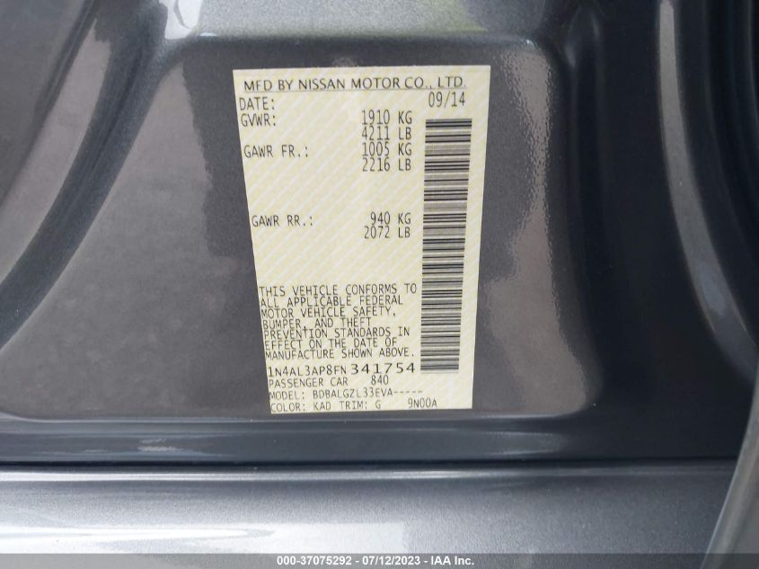 2015 NISSAN ALTIMA 2.5 S - 1N4AL3AP8FN341754