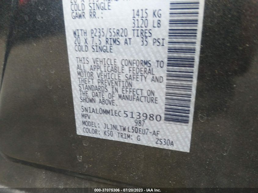 2014 INFINITI QX60 - 5N1AL0MM1EC513980
