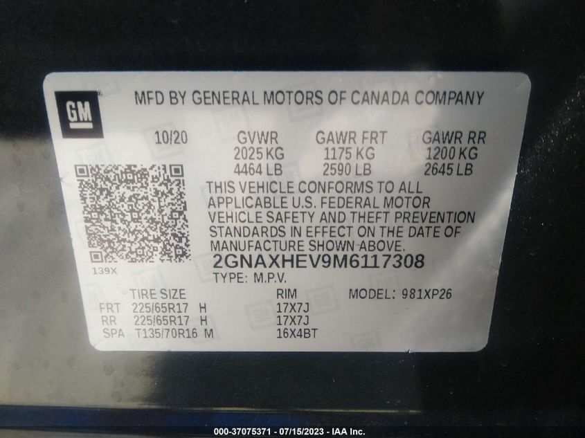 2021 CHEVROLET EQUINOX LS - 2GNAXHEV9M6117308