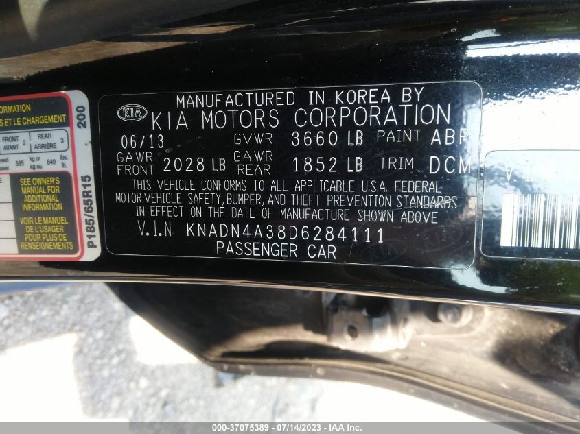 2013 KIA RIO EX/SX - KNADN4A38D6284111