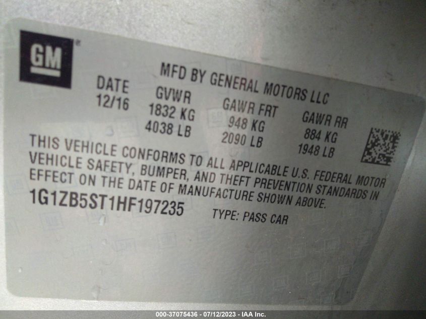 2017 CHEVROLET MALIBU LS - 1G1ZB5ST1HF197235