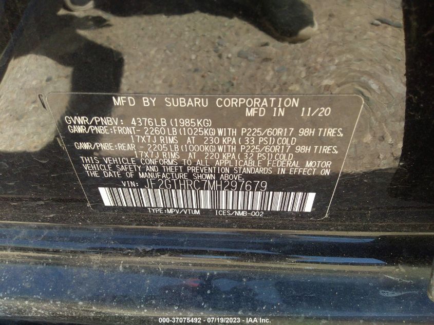 2021 SUBARU CROSSTREK SPORT - JF2GTHRC7MH297679