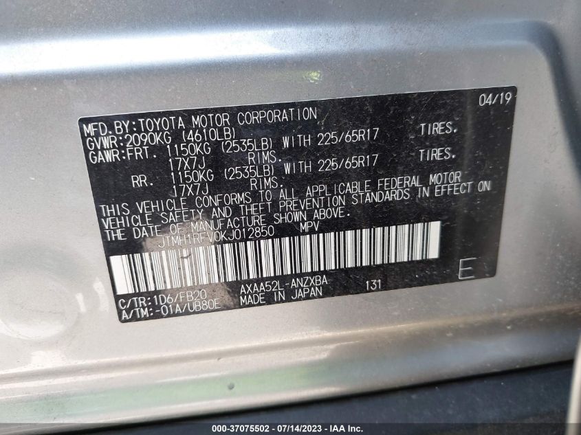 2019 TOYOTA RAV4 LE - JTMH1RFV0KJ012850