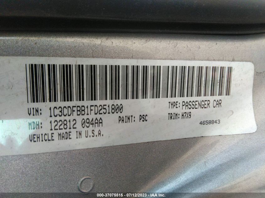 2015 DODGE DART SXT - 1C3CDFBB1FD251800