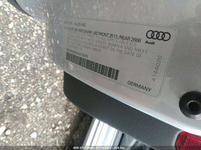 2018 AUDI A5 CABRIOLET PREMIUM - WAUWNGF5XJN010575