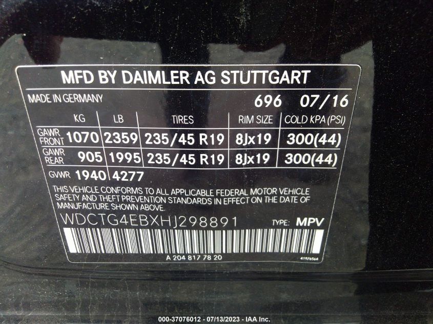 2017 MERCEDES-BENZ GLA GLA 250 - WDCTG4EBXHJ298891