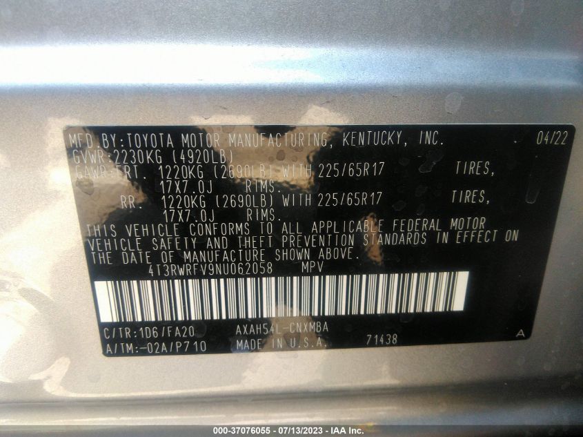 2022 TOYOTA RAV4 HYBRID XLE - 4T3RWRFV9NU062058