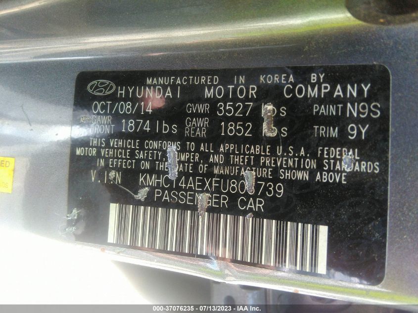 2015 HYUNDAI ACCENT GLS - KMHCT4AEXFU803739