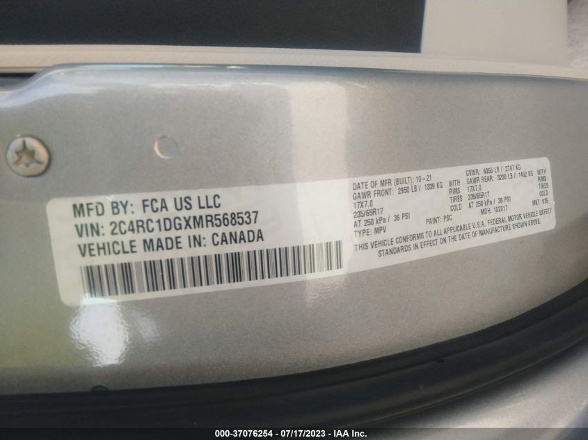 2021 CHRYSLER VOYAGER LXI - 2C4RC1DGXMR568537