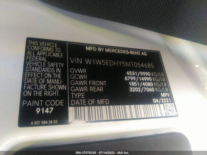 2021 MERCEDES-BENZ SPRINTER 3500 W1W5EDHY5MT054685