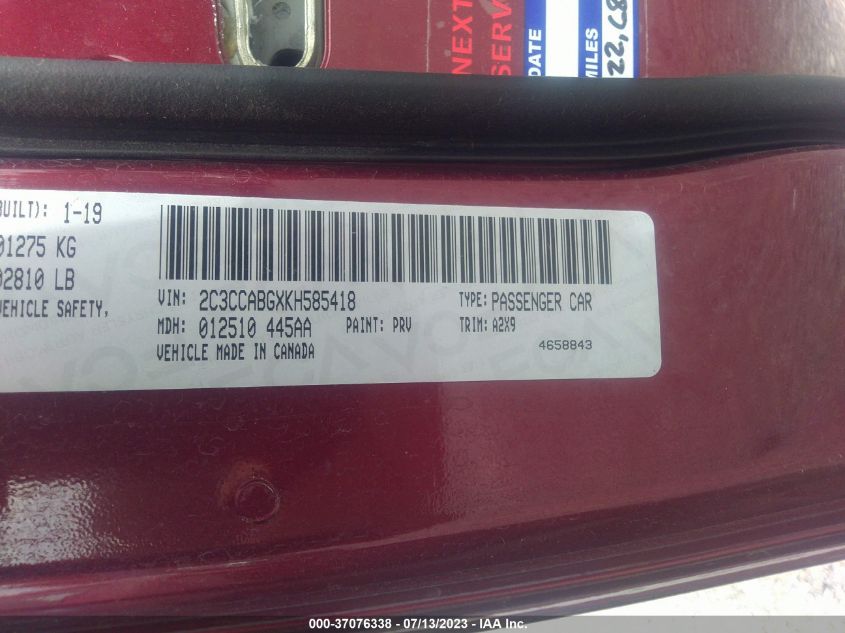2019 CHRYSLER 300 300S - 2C3CCABGXKH585418