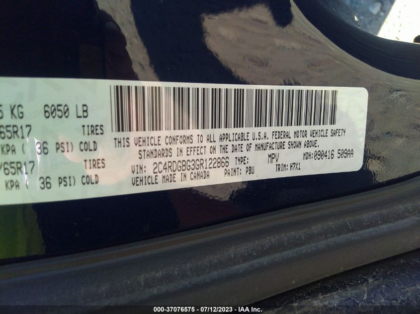 2016 DODGE GRAND CARAVAN SE - 2C4RDGBG3GR122866