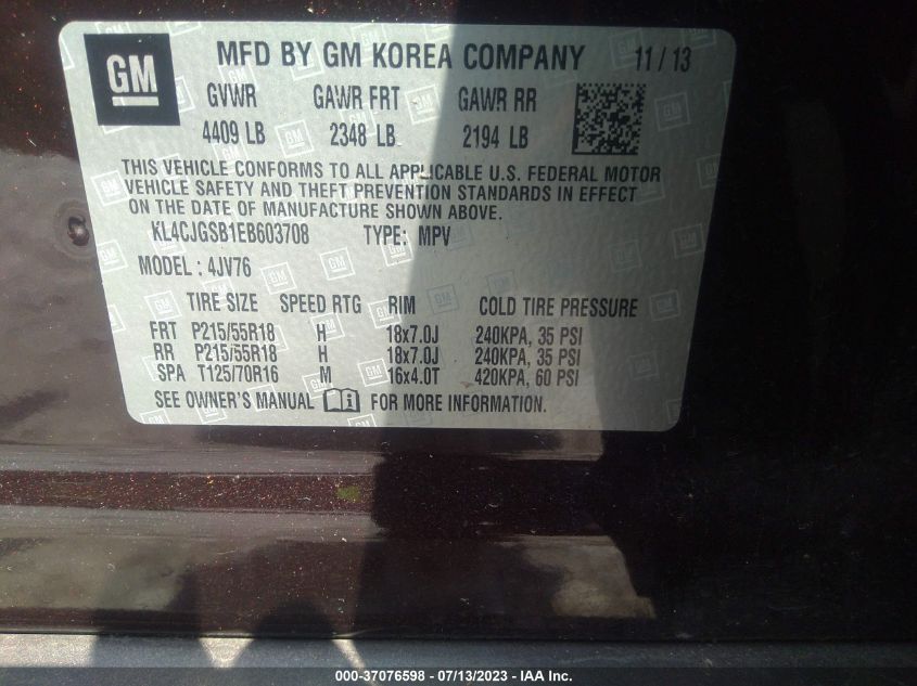 2014 BUICK ENCORE LEATHER - KL4CJGSB1EB603708