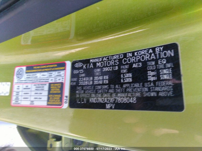 2015 KIA SOUL BASE - KNDJN2A2XF7808048