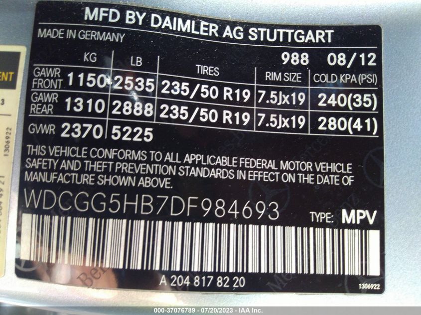 2013 MERCEDES-BENZ GLK-CLASS GLK 350 - WDCGG5HB7DF984693