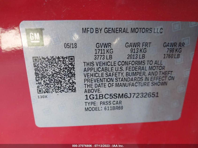 2018 CHEVROLET CRUZE LS - 1G1BC5SM6J7232651