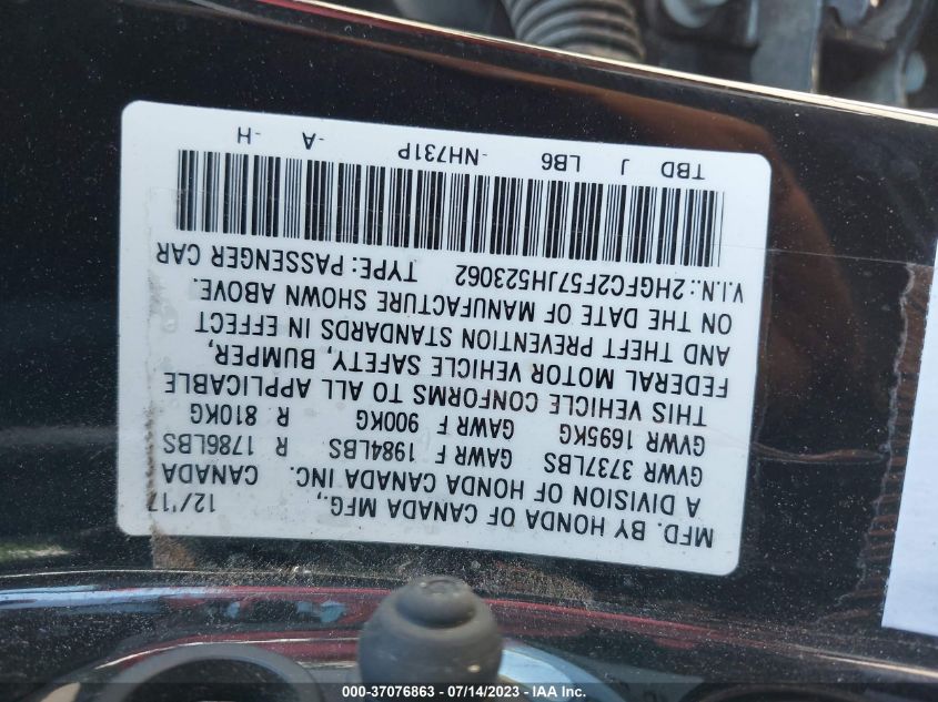 2018 HONDA CIVIC SEDAN LX - 2HGFC2F57JH523062