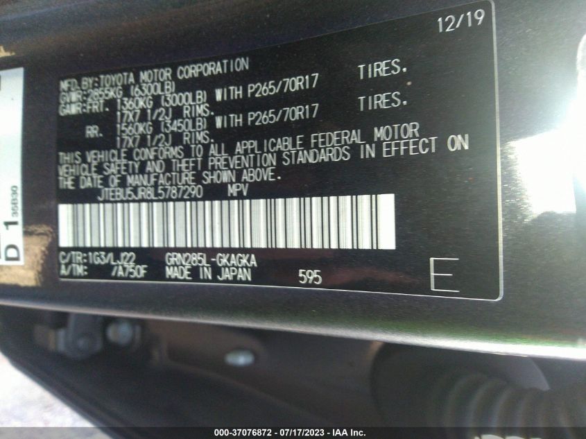 2020 TOYOTA 4RUNNER SR5 - JTEBU5JR8L5787290