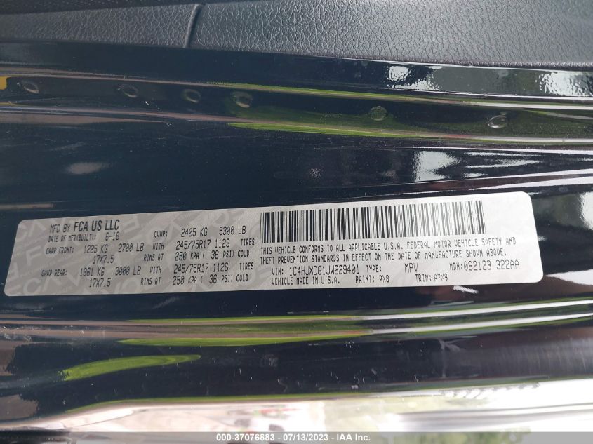 2018 JEEP WRANGLER UNLIMITED SPORT S - 1C4HJXDG1JW229401